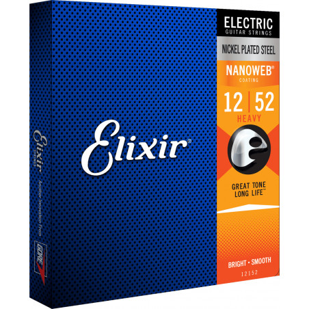 Cordes pour guitares électriques Elixir 12152 Nanoweb