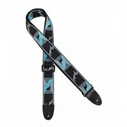 guitar strap 'Monogrammed', Black-light grey-blue