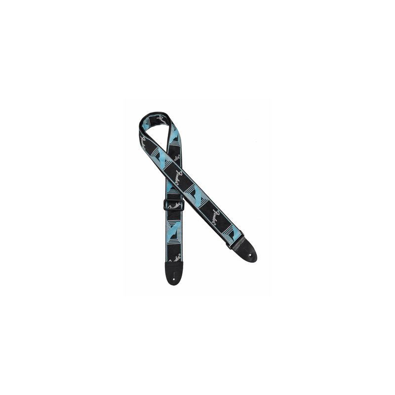 guitar strap 'Monogrammed', Black-light grey-blue