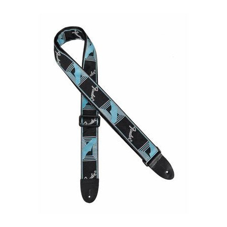 guitar strap 'Monogrammed', Black-light grey-blue guitar strap 'Monogrammed', Black-light grey-blue
